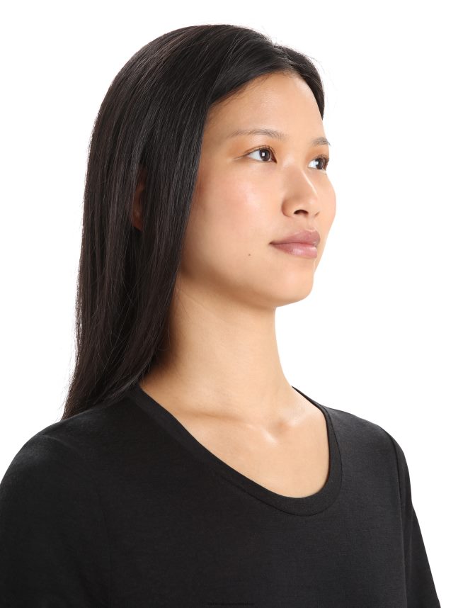 Icebreaker îmbrăcăminte negru femei tricou cu mânecă scurtă merino tech lite ii DL46T599