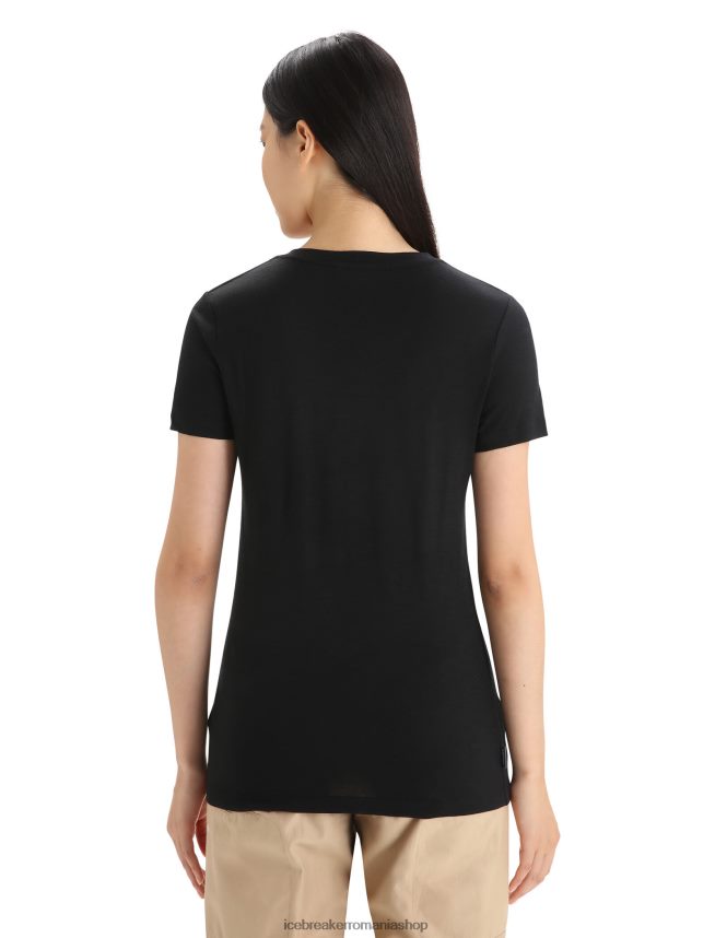 Icebreaker îmbrăcăminte negru femei tricou cu mânecă scurtă merino tech lite ii alergare de primăvară DL46T620
