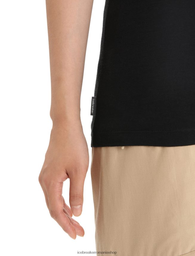 Icebreaker îmbrăcăminte negru femei tricou cu mânecă scurtă merino tech lite ii alergare de primăvară DL46T620