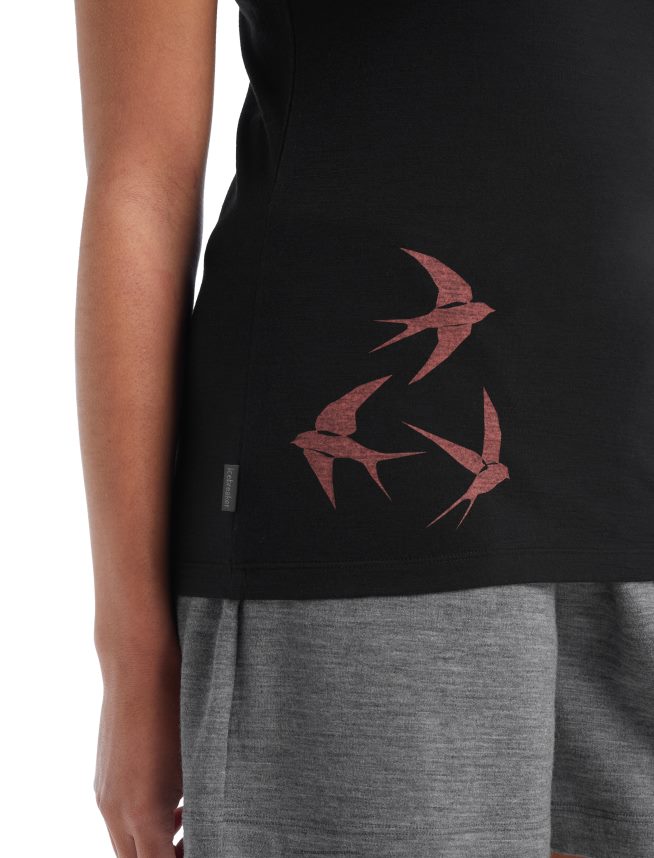 Icebreaker îmbrăcăminte negru femei tricou cu mânecă scurtă merino tech lite ii cu forme care roiesc DL46T925