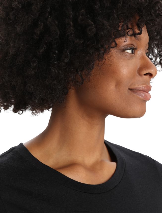 Icebreaker îmbrăcăminte negru femei tricou cu mânecă scurtă merino tech lite ii geologie montană DL46T629