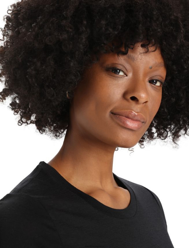 Icebreaker îmbrăcăminte negru femei tricou cu mânecă scurtă merino tech lite ii natural alps DL46T811