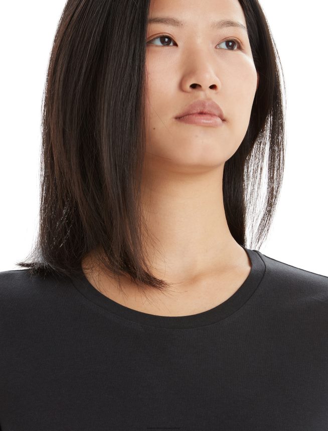 Icebreaker îmbrăcăminte negru femei tricou din bumbac tencel cu maneca scurta DL46T639