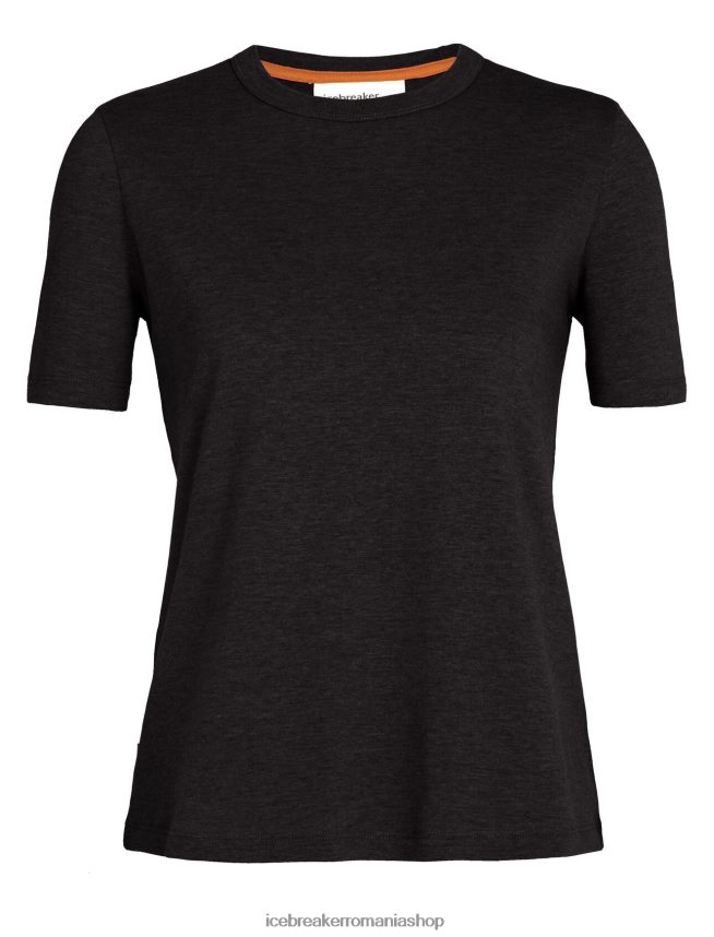 Icebreaker îmbrăcăminte negru femei tricou din bumbac tencel cu maneca scurta DL46T639
