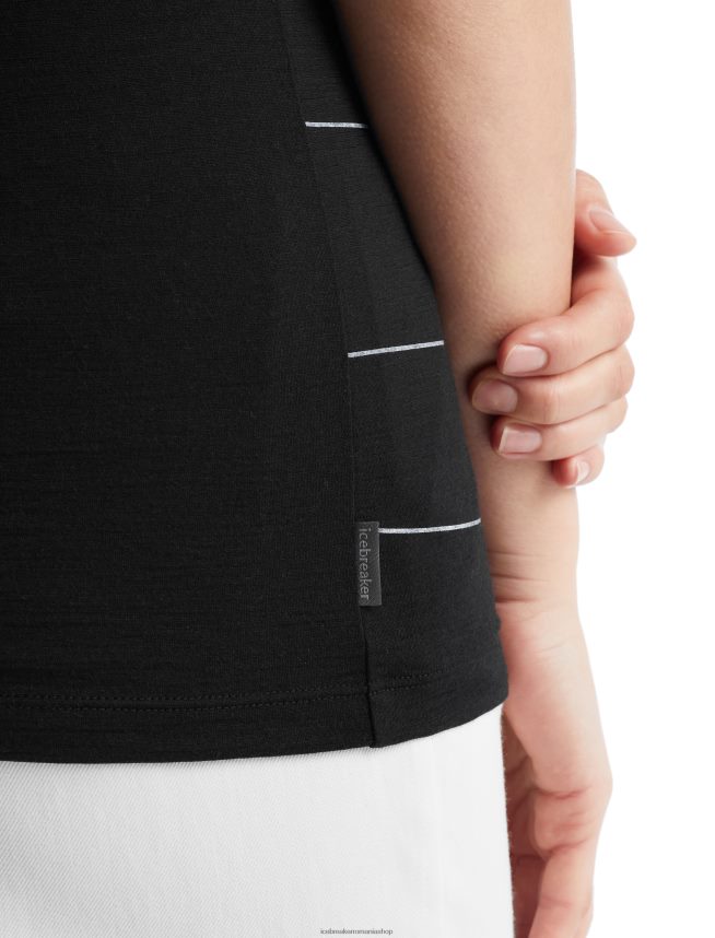 Icebreaker îmbrăcăminte negru femei tricou scoop cu mânecă scurtă merino tech lite ii hill sprint DL46T927