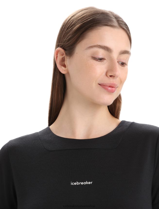 Icebreaker îmbrăcăminte negru femei tricou zoneknit merinos cu maneca scurta DL46T657