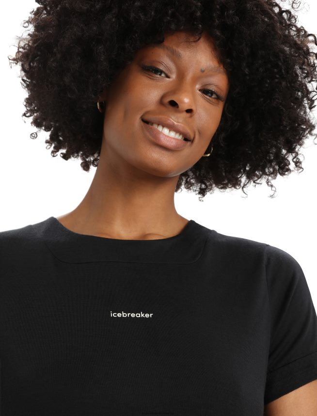 Icebreaker îmbrăcăminte negru femei tricou zoneknit merinos cu maneca scurta cu crapatura la spate DL46T798
