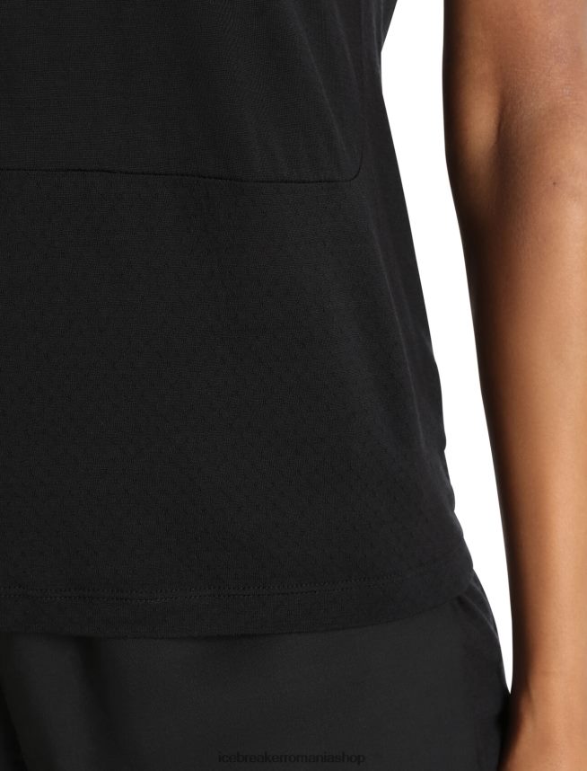 Icebreaker îmbrăcăminte negru femei tricou zoneknit merinos cu maneca scurta cu crapatura la spate DL46T798