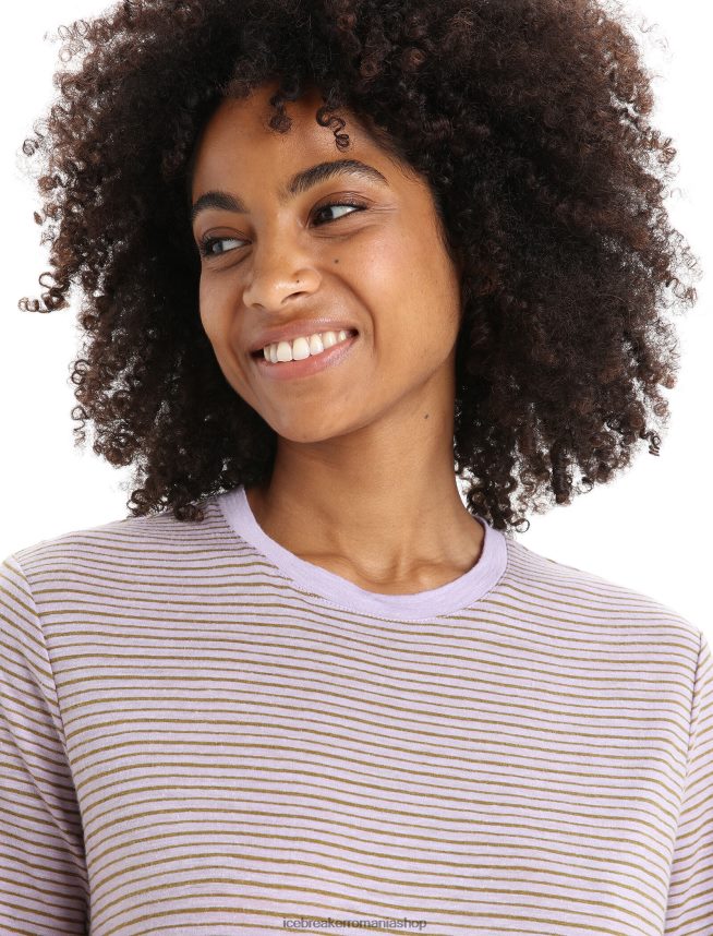 Icebreaker îmbrăcăminte privire mov/alge femei tricou cu mânecă scurtă din in merino DL46T643