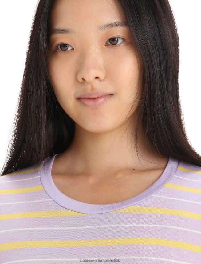 Icebreaker îmbrăcăminte privire mov/vară femei tricou cu dungi cu mânecă scurtă merino wave DL46T638