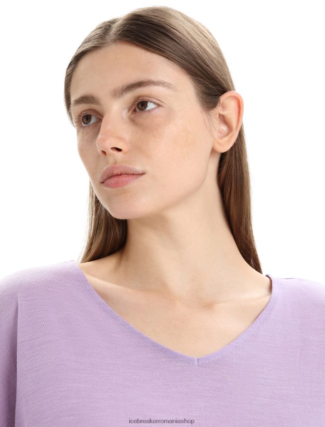 Icebreaker îmbrăcăminte privire violetă femei top reversibil cu mânecă scurtă din merino Drayden DL46T676