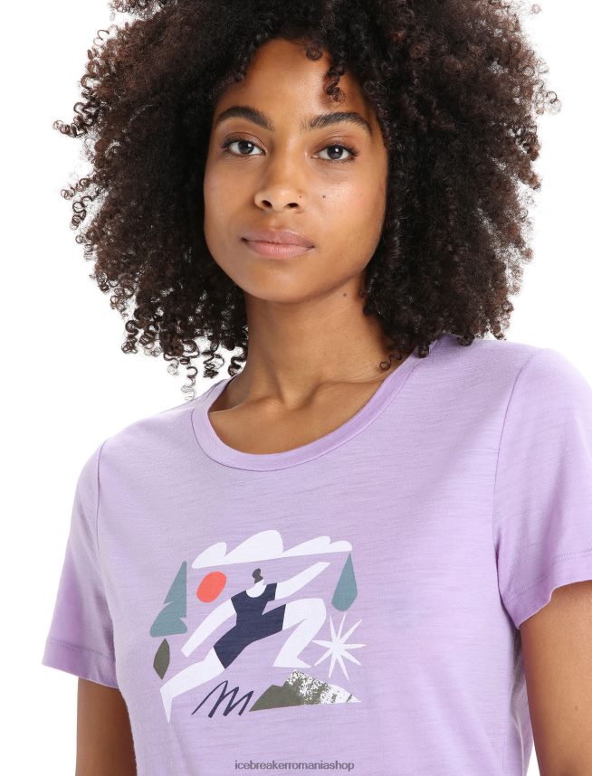 Icebreaker îmbrăcăminte privire violetă femei tricou cu mânecă scurtă merino tech lite ii alergare de primăvară DL46T621