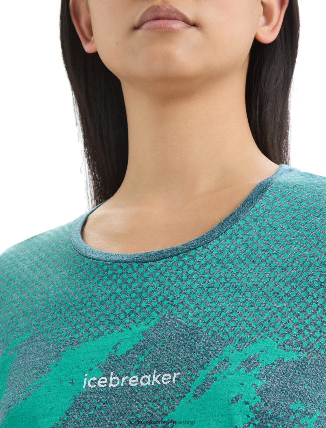 Icebreaker îmbrăcăminte slava verde erica femei tricou cu mânecă scurtă merino sphere ii traseu DL46T661