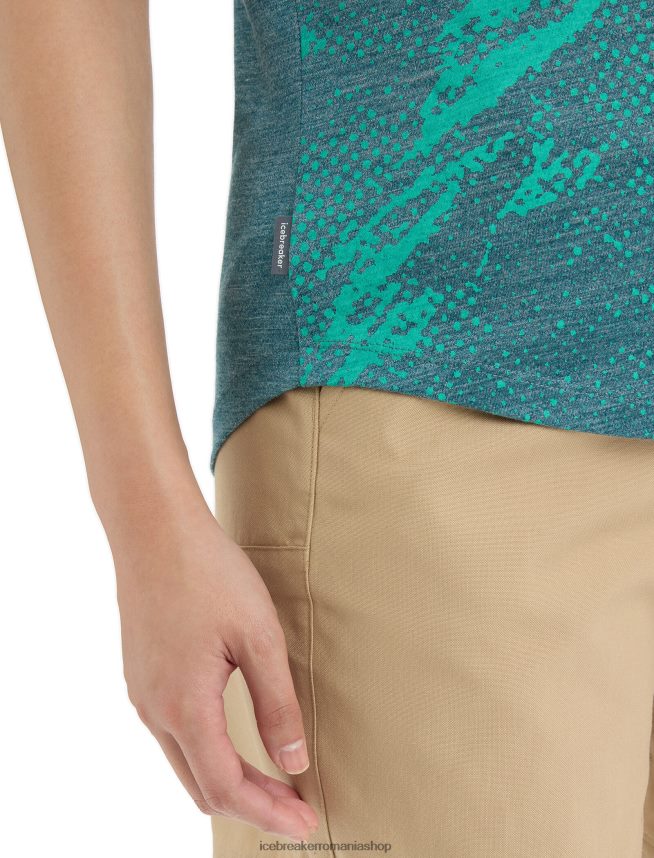 Icebreaker îmbrăcăminte slava verde erica femei tricou cu mânecă scurtă merino sphere ii traseu DL46T661