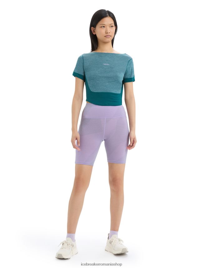 Icebreaker îmbrăcăminte slava verde erica femei tricou zoneknit merinos cu mânecă scurtă, cu spatele deschis DL46T668