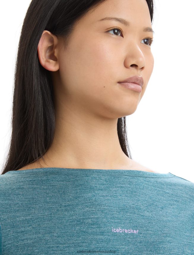 Icebreaker îmbrăcăminte slava verde erica femei tricou zoneknit merinos cu mânecă scurtă, cu spatele deschis DL46T668