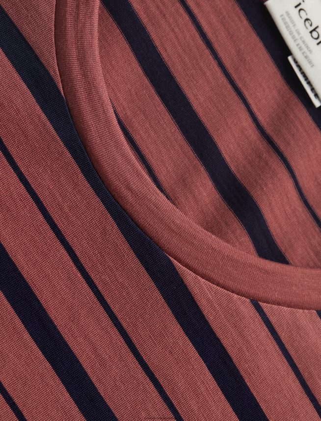 Icebreaker îmbrăcăminte struguri/blumarin la miezul nopții femei tricou cu dungi cu mânecă scurtă merino wave DL46T922