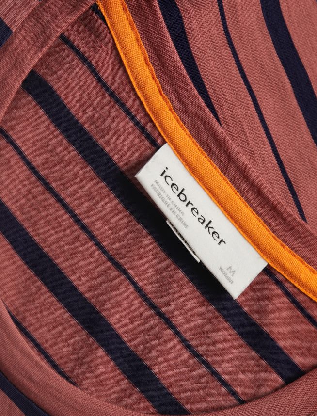 Icebreaker îmbrăcăminte struguri/blumarin la miezul nopții femei tricou cu dungi cu mânecă scurtă merino wave DL46T922