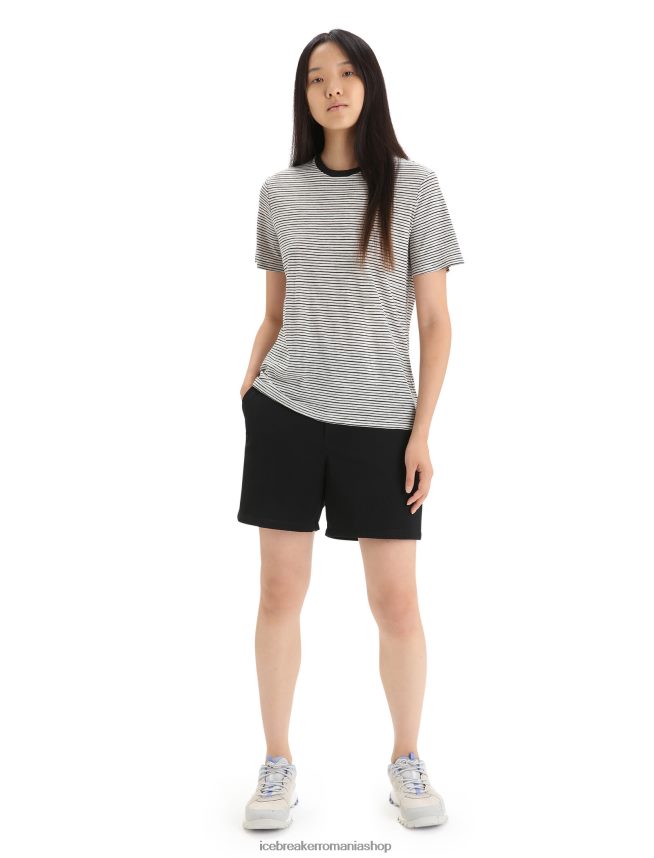 Icebreaker îmbrăcăminte zapada/negru femei tricou cu mânecă scurtă din in merino DL46T644