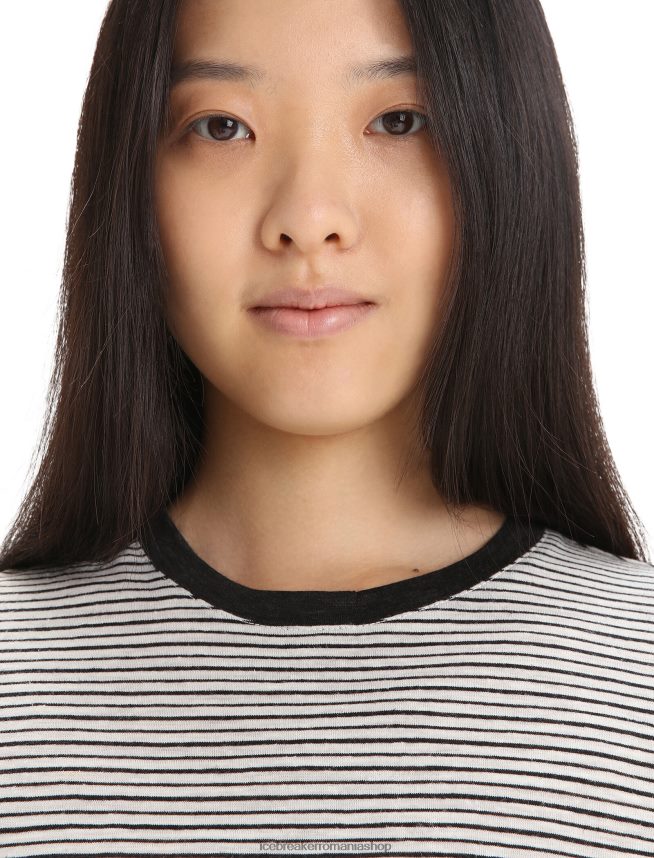 Icebreaker îmbrăcăminte zapada/negru femei tricou cu mânecă scurtă din in merino DL46T644